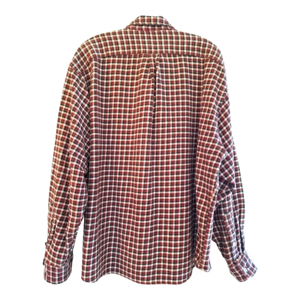 Ralph Lauren Sportsman Button Down Flannel Shirt Men's XL Red Black Cotton EUC